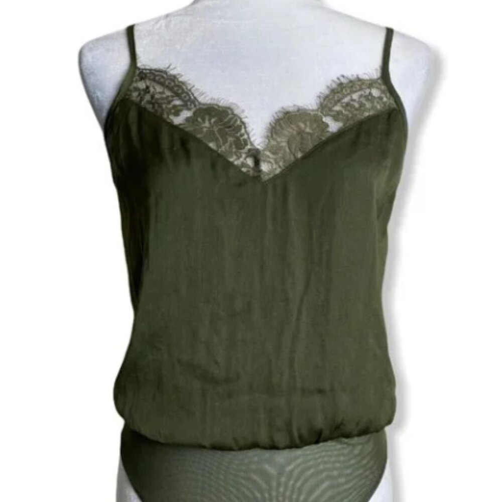 Vintage Emerald Green Lace Bodice Body Suit - Size M